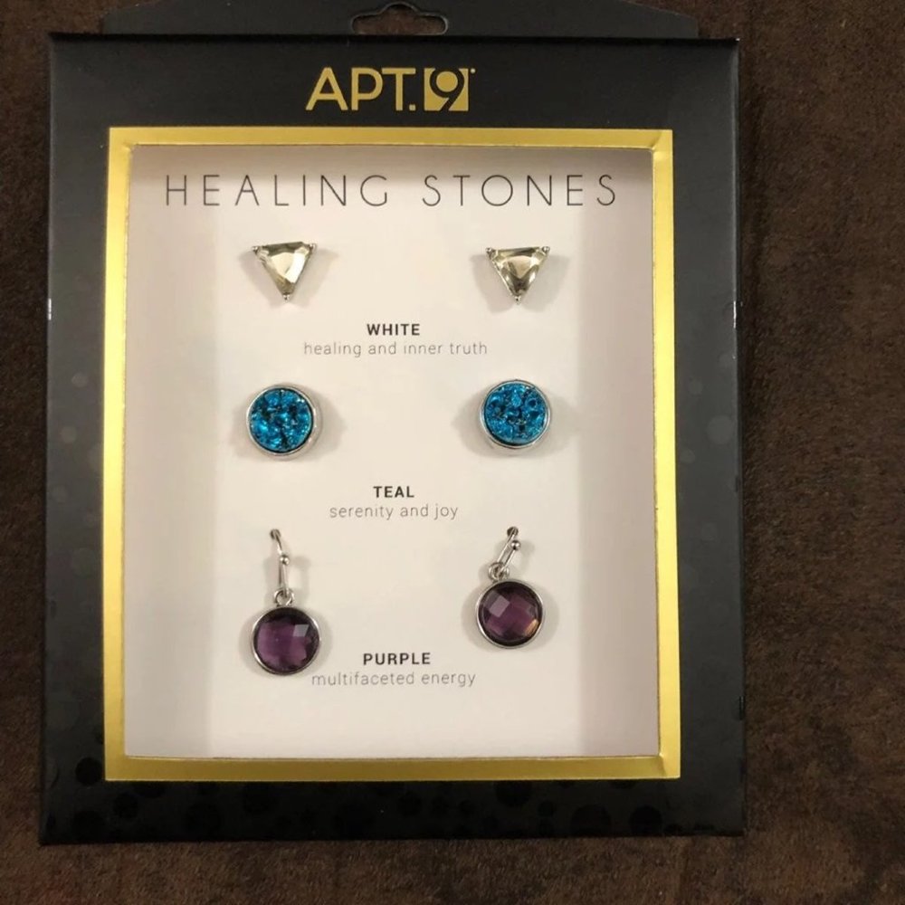 Apt 9 healing stones earrings trio